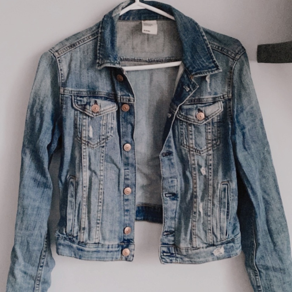 Distressed denim jacket